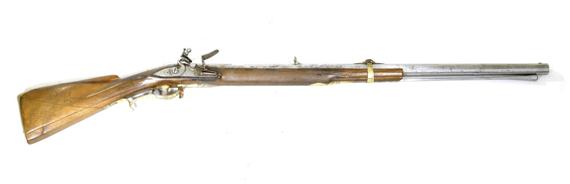 Appraisal: FLINTLOCK RIFLE Swiss mm hexagonal barrel L cm Carved and