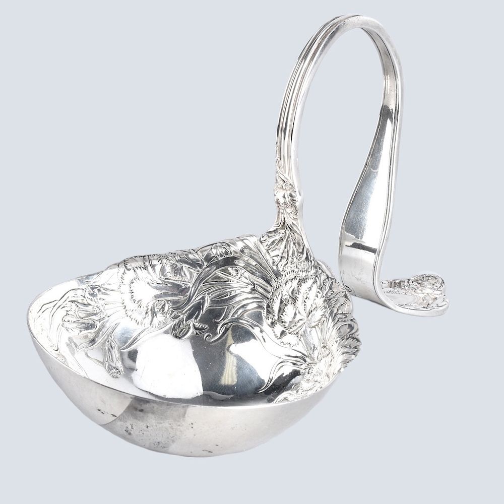 Appraisal: International Sterling Punch Ladle International Sterling Punch Ladle Floral Repousse