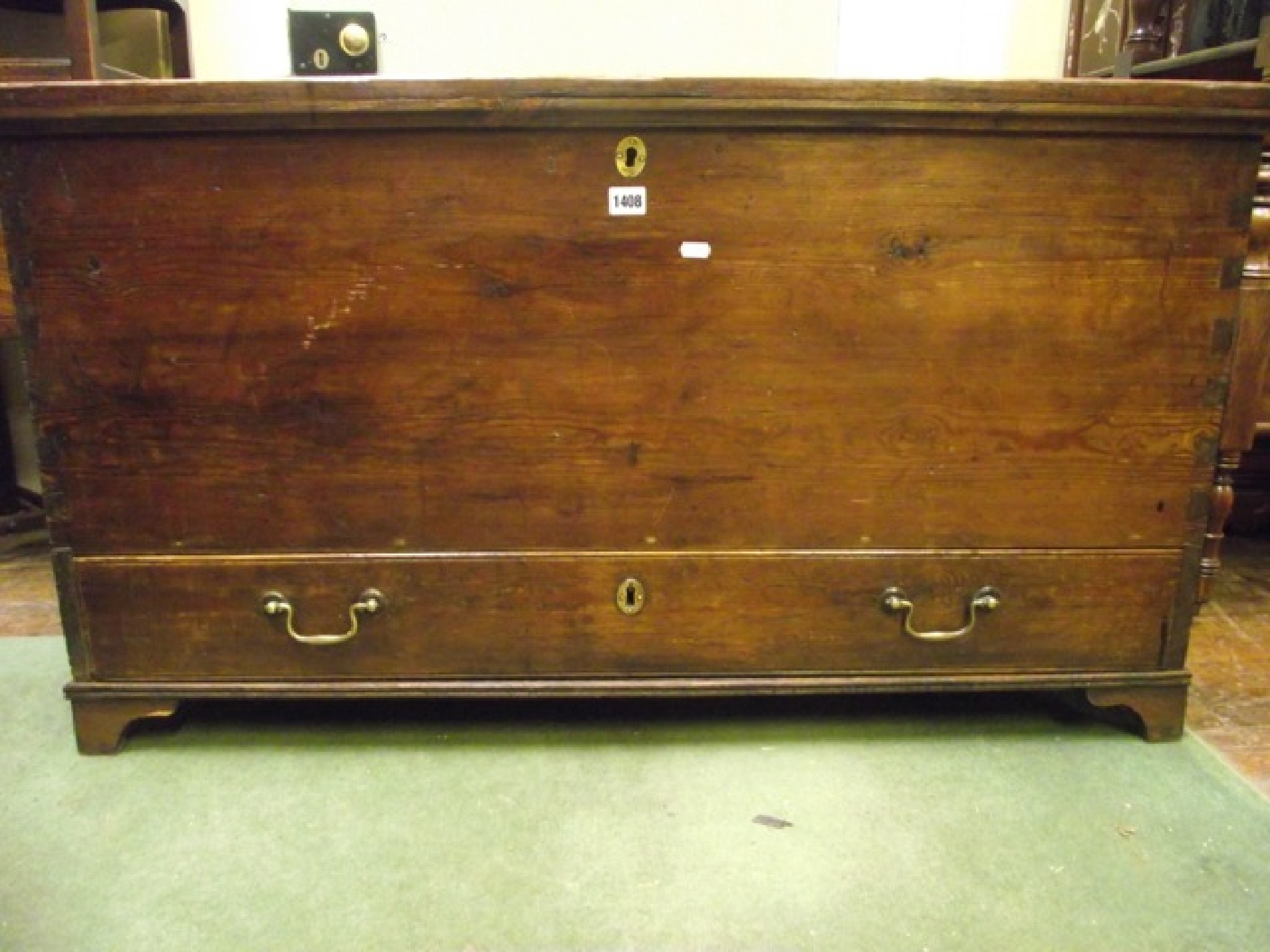 Appraisal: A Georgian mule chest with waxed finish the rising lid