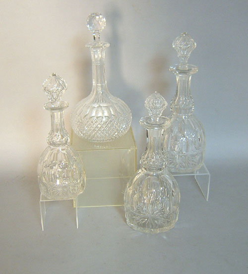 Appraisal: Four colorless glass decanters - tallest