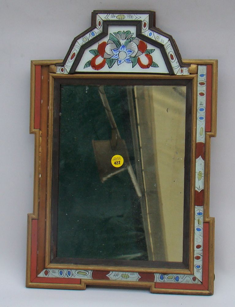 Appraisal: ANTIQUE COURTING MIRROR With mirrored edges Some restoration x