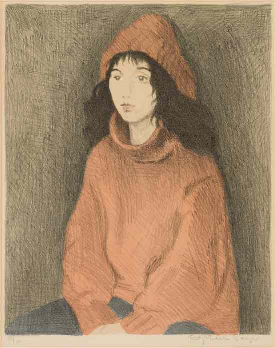 Appraisal: Raphael Soyer American - Girl in Red lithograph AAA pub