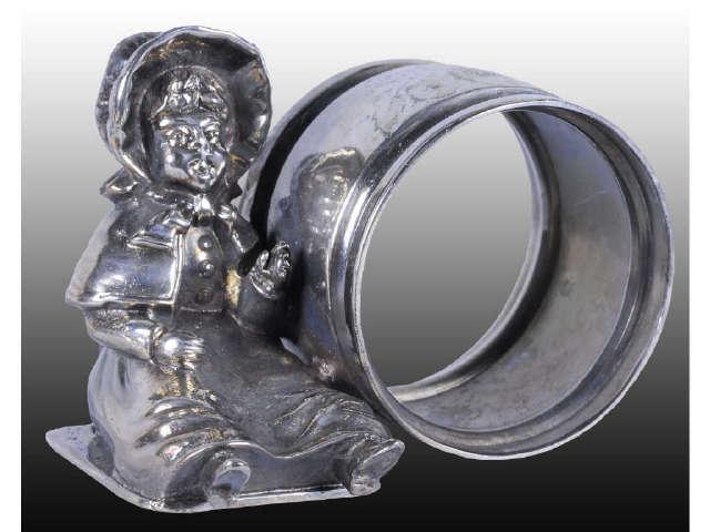 Appraisal: Kate Greenaway Girl Figural Napkin Ring Description Kate Greenaway in