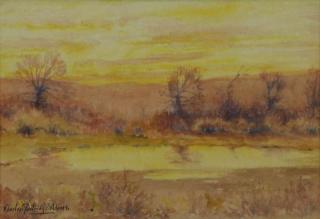 Appraisal: ADAMS Charles P Watercolor Sunset Landscape Signed lower left Charles