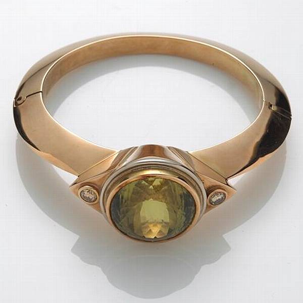 Appraisal: A tourmaline diamond and k gold bangle bracelet gross weight