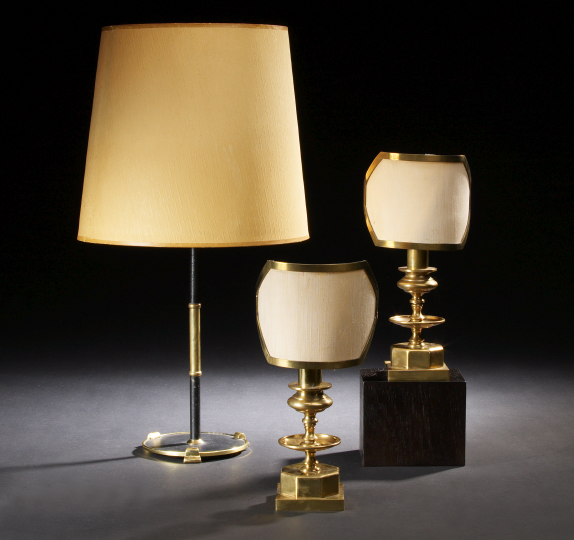 Appraisal: French Brass-Mounted Matte-Black Cast-Iron Table Lamp second quarter th century