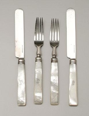 Appraisal: -piece coin silver fruit set pearl handles knives with marks