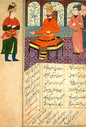 Appraisal: A Persian Miniature Painting Safavid Style th century depicting Feridun