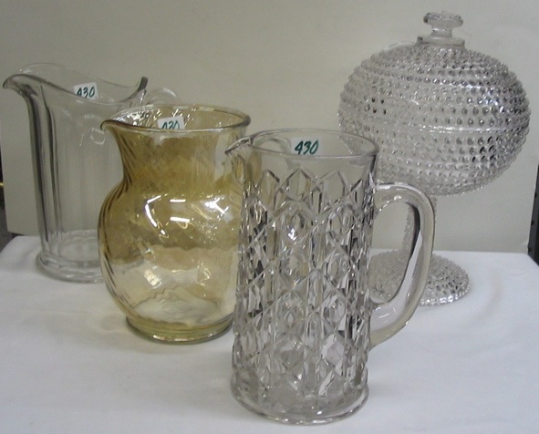 Appraisal: A GROUP OF FOUR PATTERN GLASS TABLE ACCESSORIES a covered