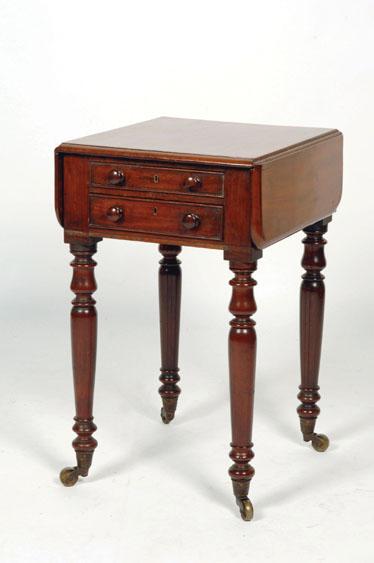 Appraisal: A VICTORIAN MAHOGANY PEMBROKE TABLE with twin drop flap sides