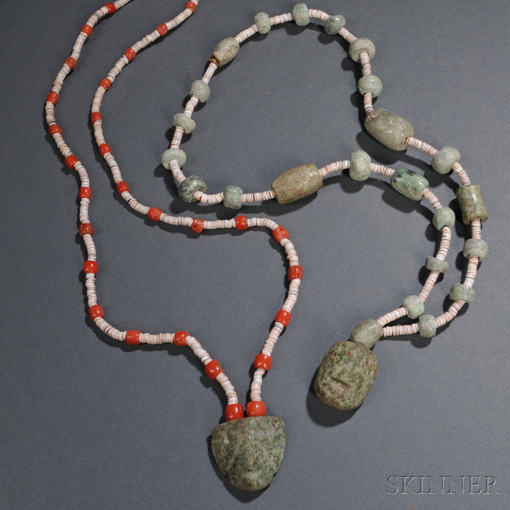 Appraisal: Two Necklaces one with various sized jadeite and shell beads