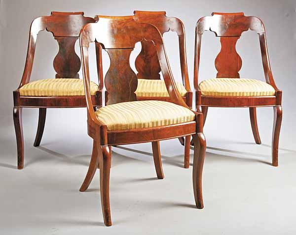 Appraisal: Four American Classical Mahogany Gondola Chairs early th c each