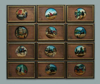 Appraisal: Twelve early projection slides circular images about - in diameter