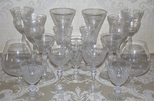 Appraisal: Title pc Glass Extravaganza including various water goblets wine glasses