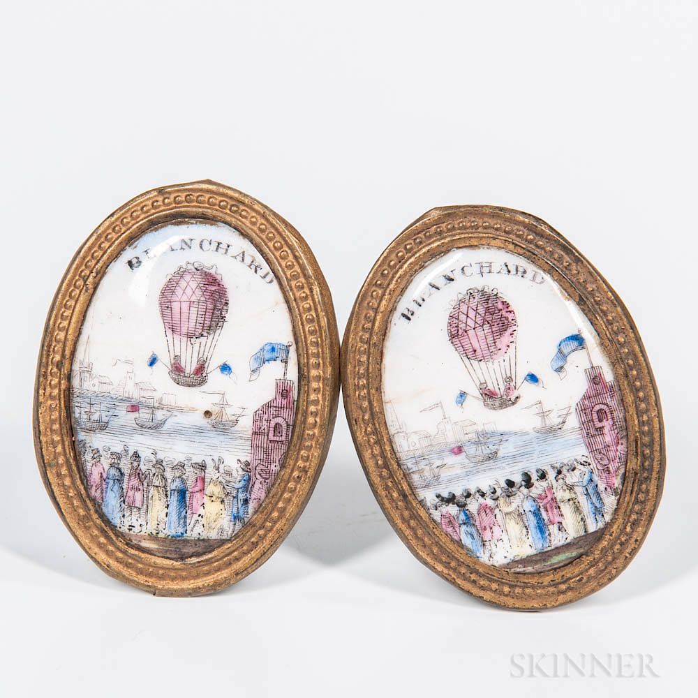 Appraisal: Pair of Enamel and Brass Balloon Mirror Rests Pair of