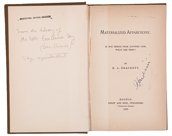 Appraisal: HOUDINI HARRY E A Brackett Materialized Apparitions Signed Houdini on