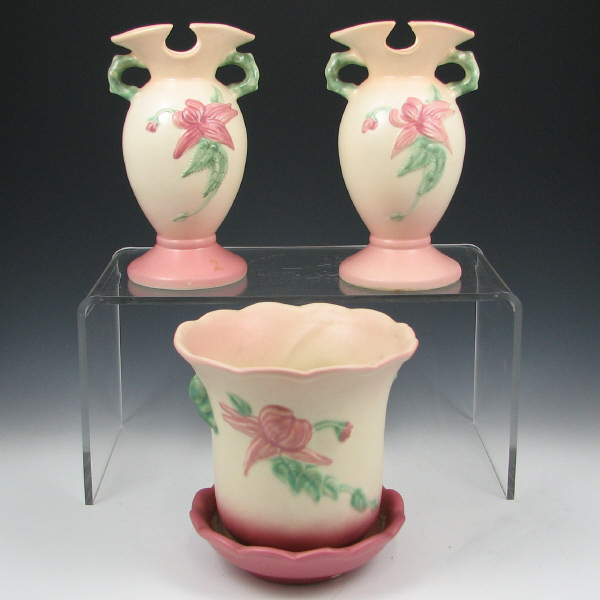 Appraisal: Hull Woodland Matte - Vases Flower Pot Lot of three