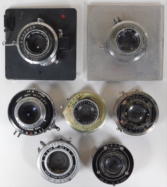 Appraisal: LOT OF KODAK AND GRAFLEX LENSES AND SHUTTERS Lot of