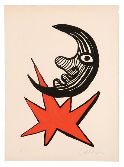 Appraisal: Alexander Calder - moon and red star lithograph printed in