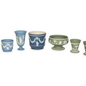 Appraisal: Seven Blue and Green Wedgwood Jasperware Articles th th Century