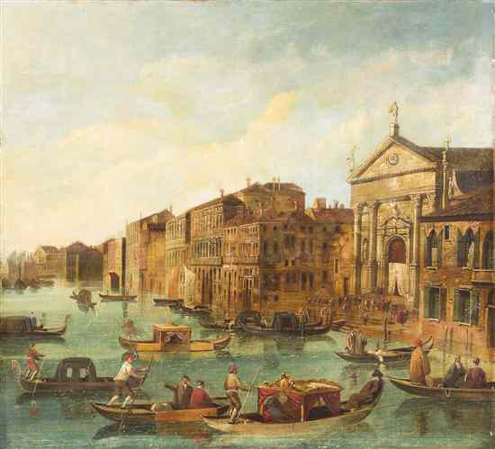 Appraisal: Artist Unknown Italian School Venice Harbor oil on canvas x