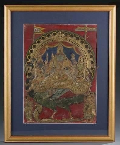 Appraisal: Tanjore painted panel late th c A Tanjore painted panel