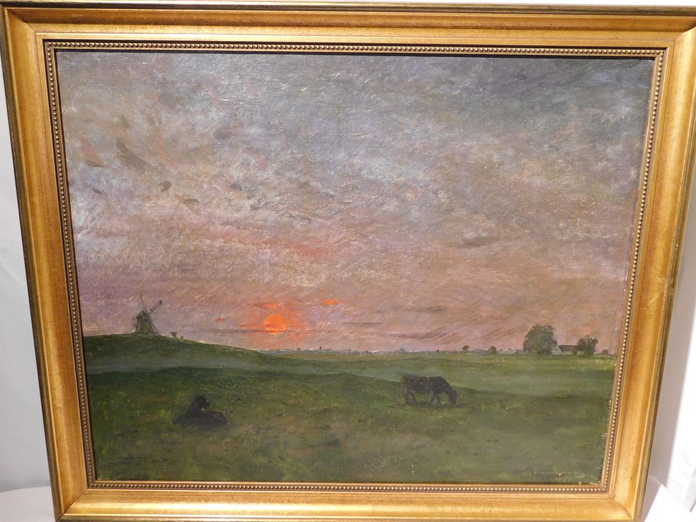 Appraisal: DUTCH LANDSCAPE PAINTING Oil painting on canvas of a Dutch