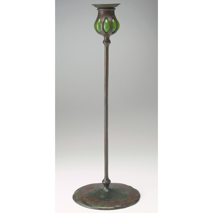 Appraisal: Tiffany Studios candlestick bronze with an excellent original patina candle