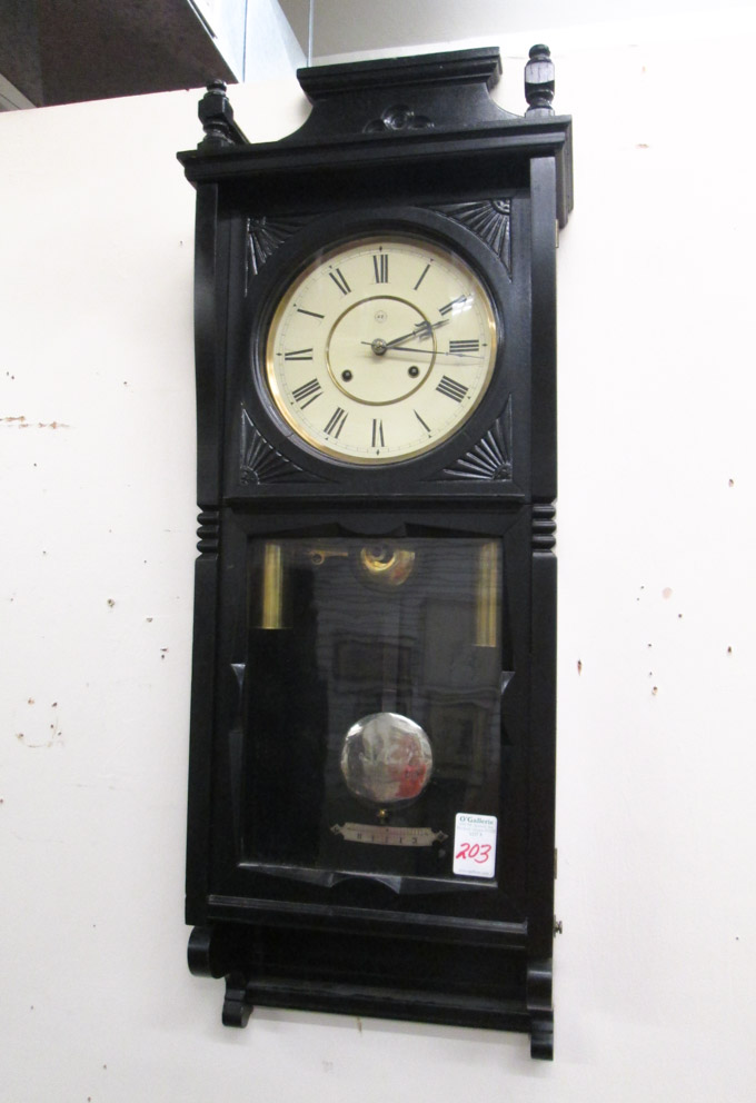 Appraisal: A VICTORIAN EASTLAKE EBONIZED WALNUT WALL CLOCK Seth Thomas Clock