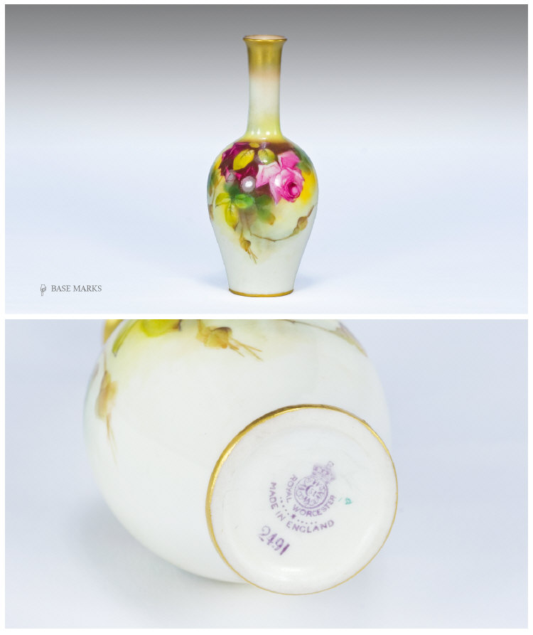 Appraisal: Royal Worcester Handpainted Specimen Vase showing Roses Leaves and Bracken