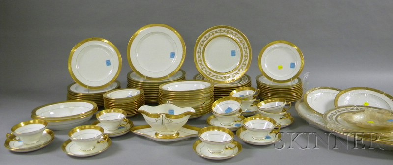 Appraisal: Mintons Gilt-decorated White Porcelain Partial Dinner Service twelve dinner plates