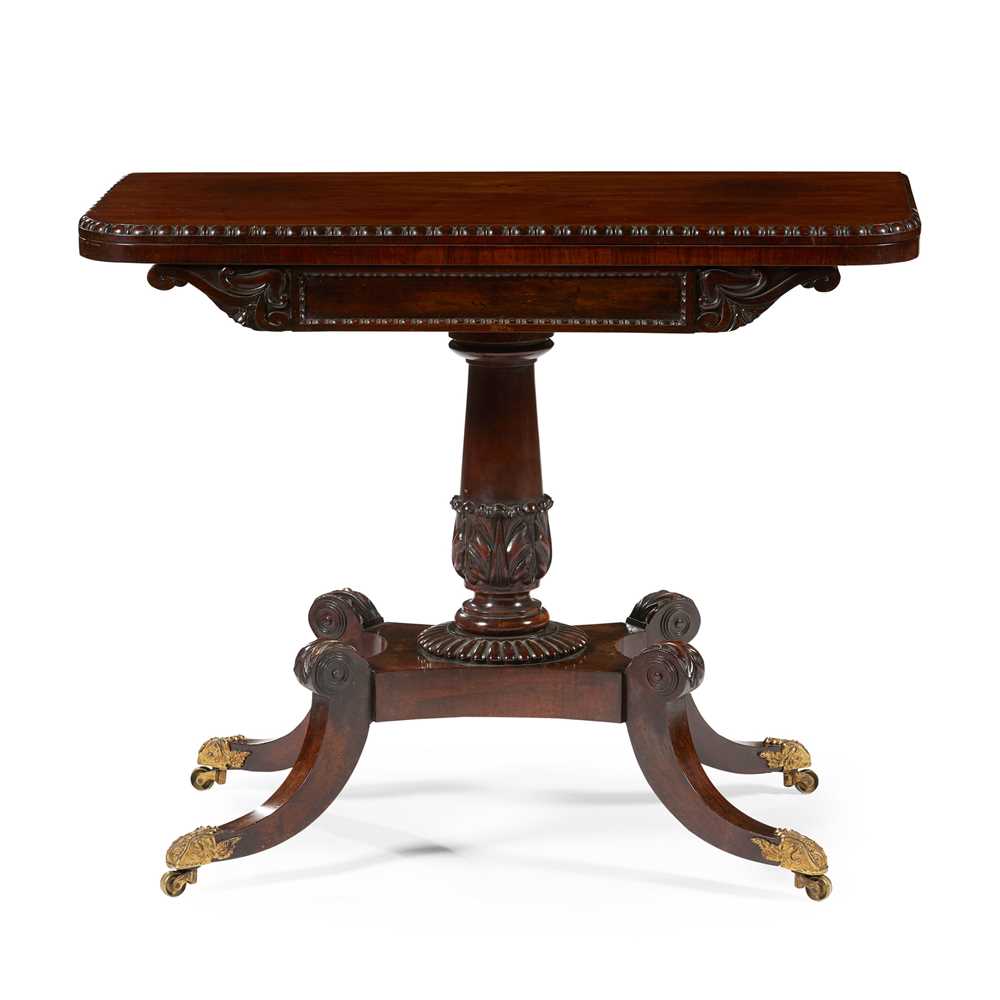 Appraisal: Y SCOTTISH REGENCY ROSEWOOD FOLD-OVER CARD TABLE ATTRIBUTED TO WILLIAM