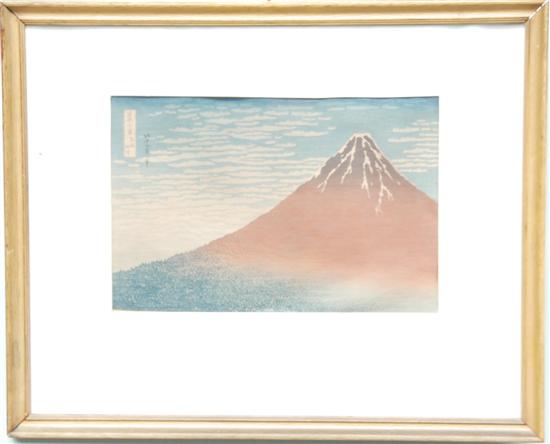 Appraisal: TH C WOODBLOCK PRINT Dipicting Mt Fuji x