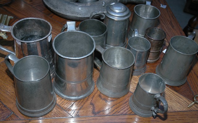 Appraisal: A LARGE COLLECTION OF PEWTER DRINKING VESSELS th century and