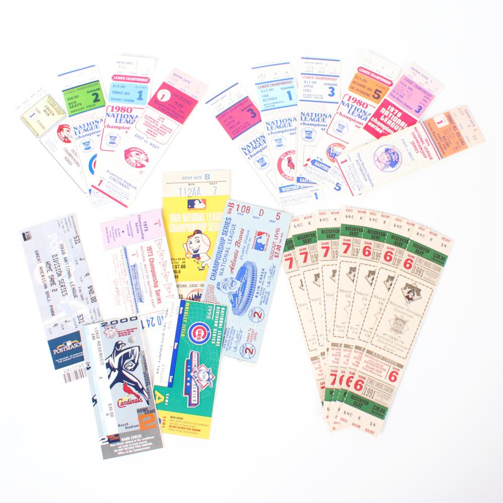 Appraisal: LOT OF MLB NATIONAL LEAGUE PLAYOFF TICKET STUBS - Lot