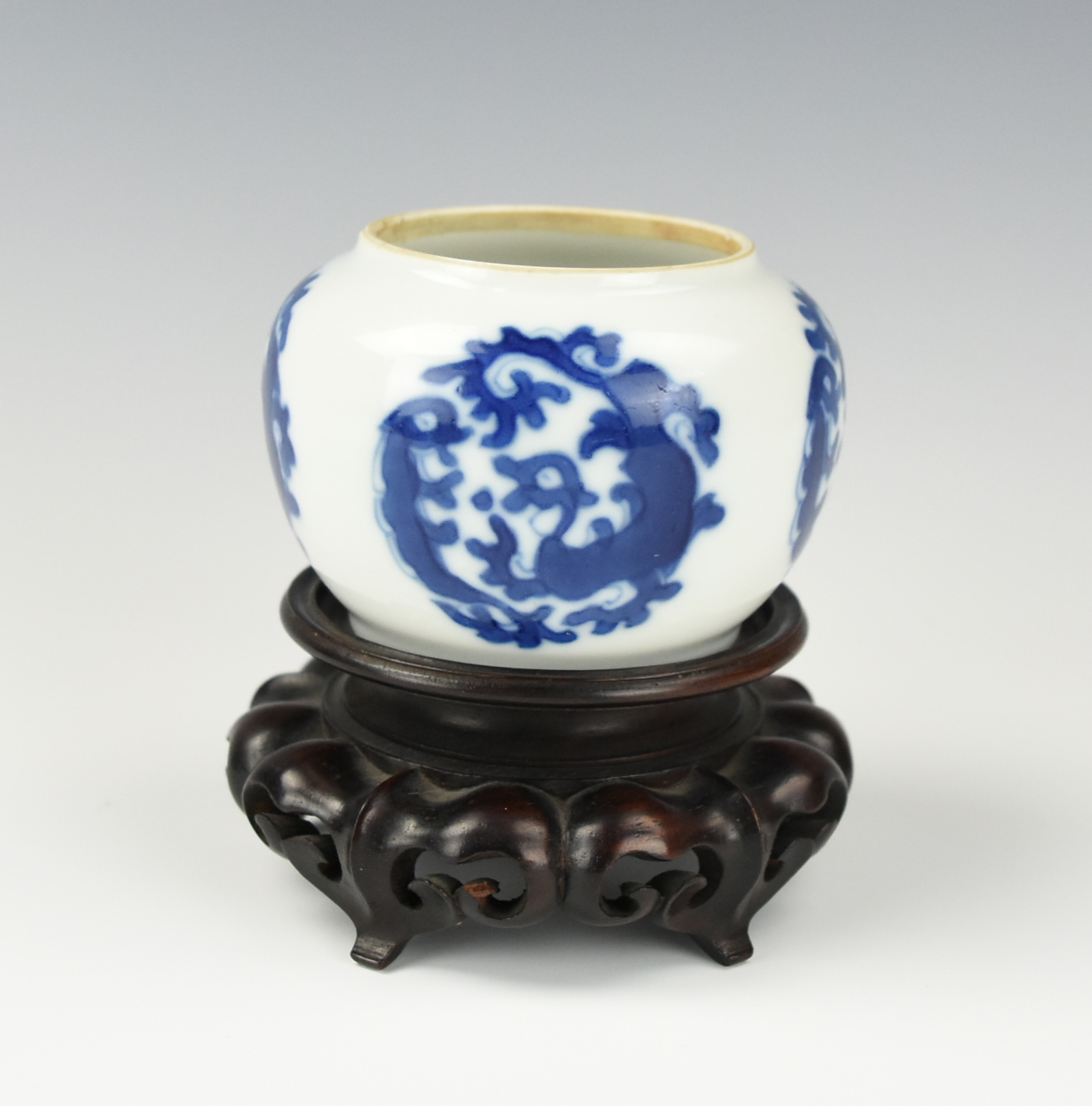 Appraisal: CHINESE BLUE WHITE WATERPOT W DRAGON TH C A Chinese