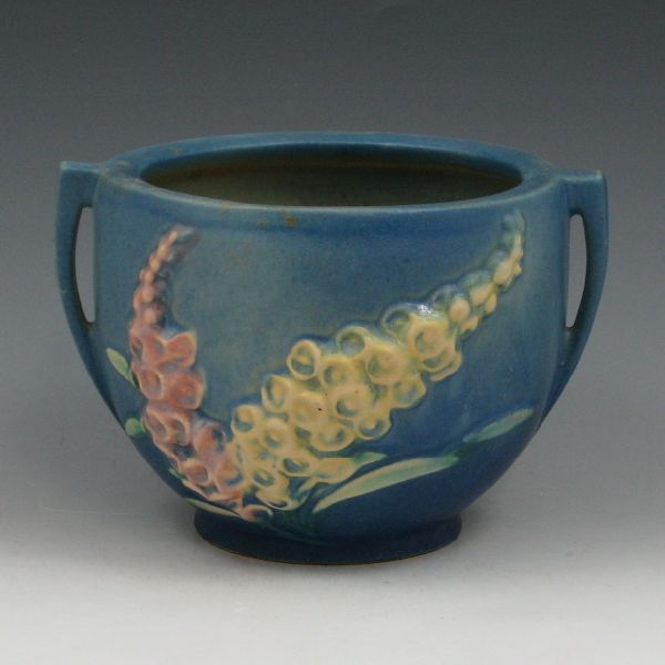 Appraisal: Roseville Foxglove jardiniere in blue Marked Roseville USA - Mint