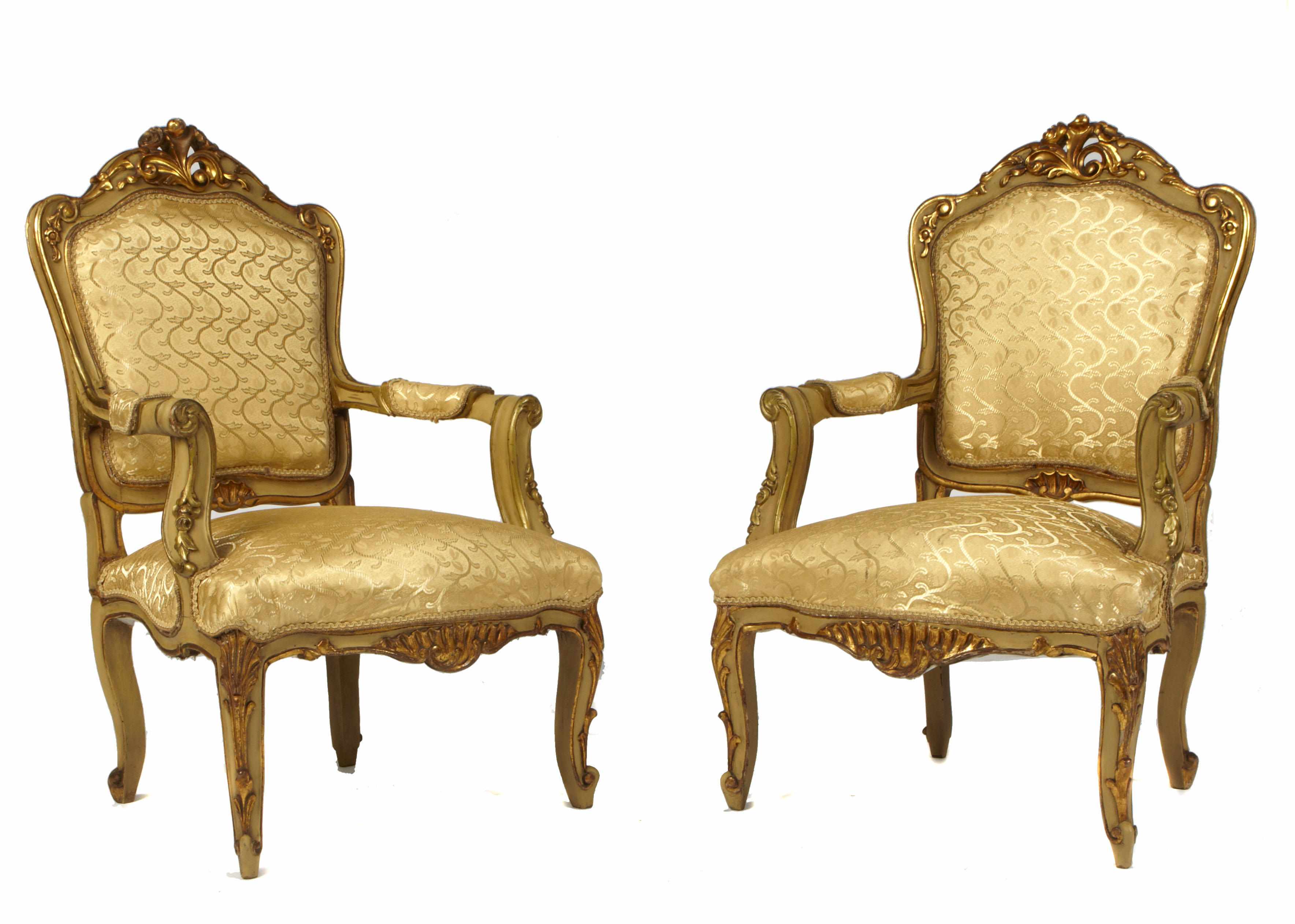 Appraisal: A pair of Italian Rococo style paint decorated armchairs height