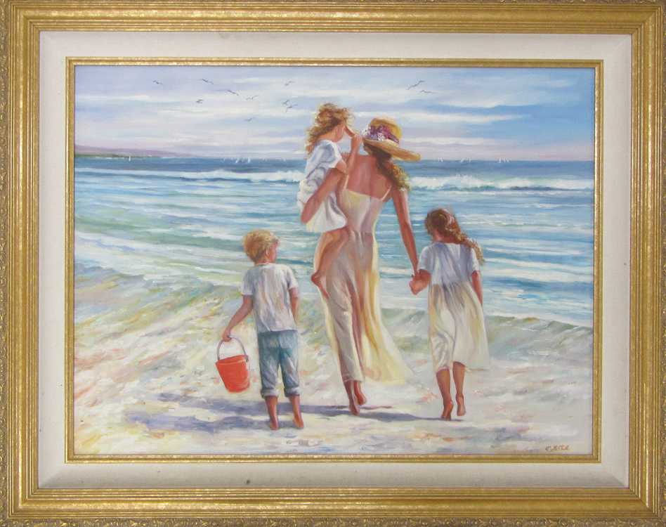 Appraisal: CHARLENE MITCHELL OIL ON CANVAS California b Mother and children