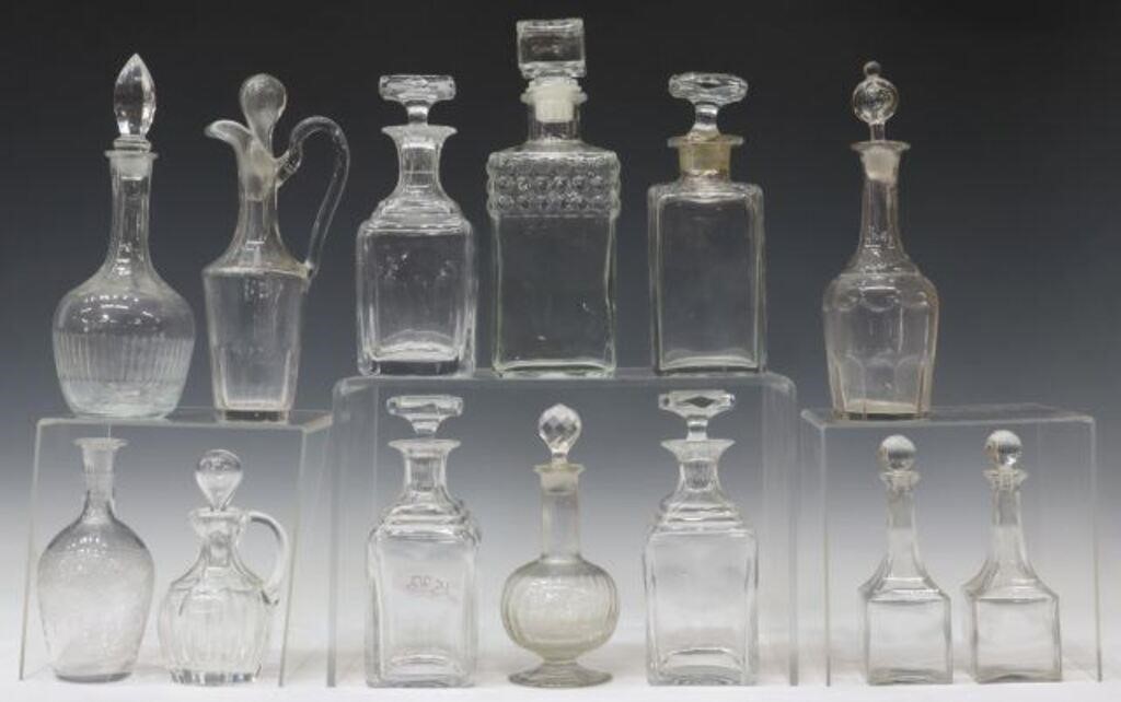 Appraisal: lot of Colorless glass and crystal decanters highlights include having