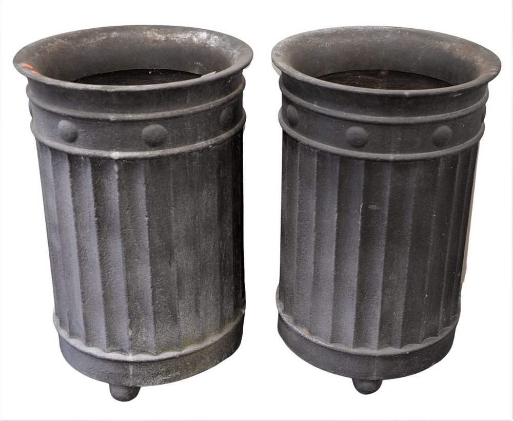 Appraisal: Pair of Cement Resin Large Outdoor Planters in cylinder form