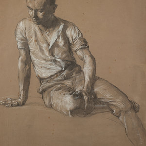 Appraisal: Richard Andrew American - Portrait of Arthur Kamp circa charcoal