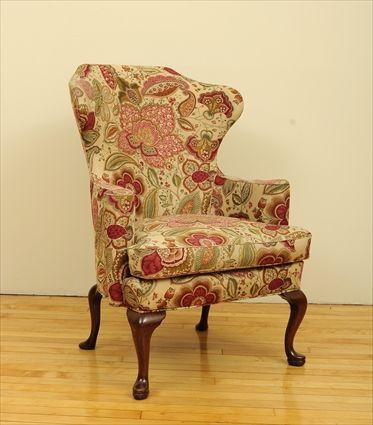 Appraisal: Queen Anne-Style Mahogany Wing Chair x x in