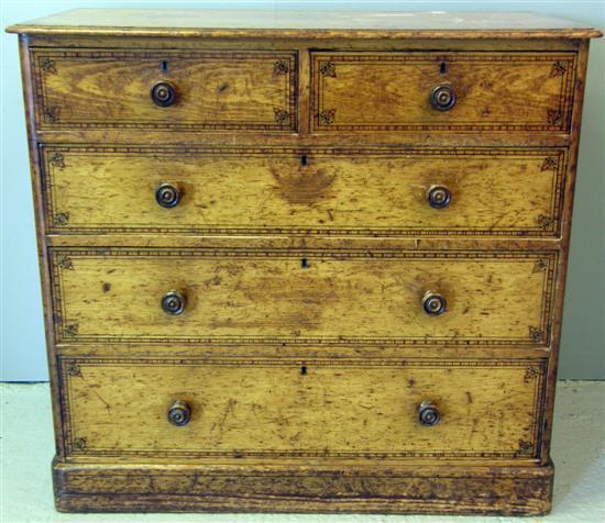 Appraisal: th century pine ebony strung crossbanded and parquetry inlaid chest