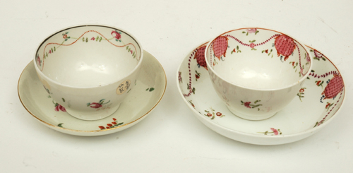 Appraisal: TWO TH CENTURY ENGLISH PORCELAIN TEA BOWLS AND SAUCERS Each