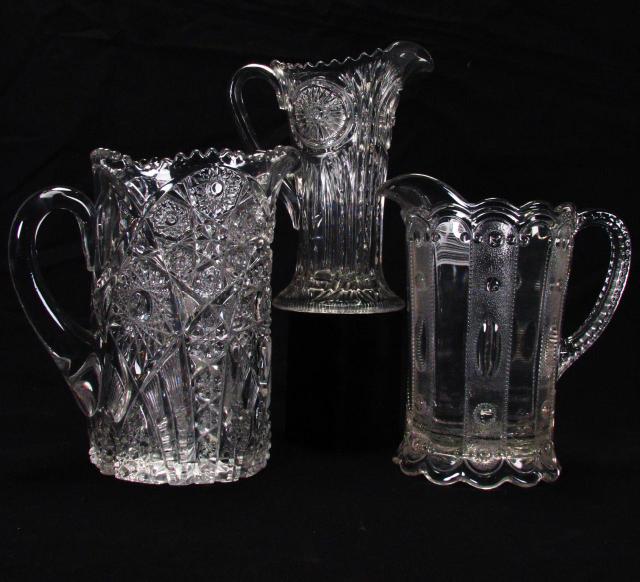 Appraisal: Three Antique Pattern Glass Pitchers in various patterns one ''