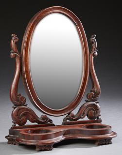 Appraisal: English Mahogany Dressing Mirror th c the ova English Mahogany