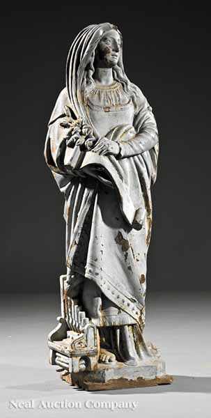 Appraisal: An American Cast Iron Sculpture of St Cecilia early th