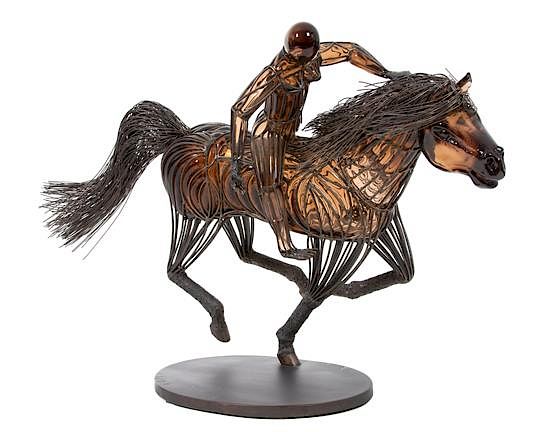 Appraisal: David Bennett American th Century Untitled Horse and Rider David