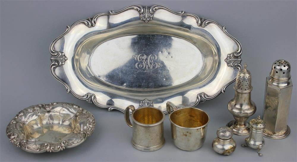 Appraisal: GROUP OF EIGHT SILVER TABLE AND CABINET ARTICLES including a